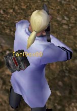 Blue lab coat and blonde hair, pretty self-explanatory!